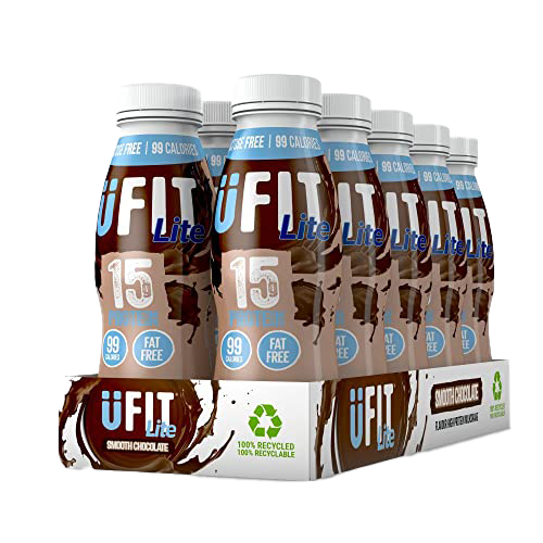 UFIT Lite 15 g Protein-Shake, fettfrei, ohne Zuckerzusatz, laktosefrei – weicher Schokoladengeschmack, trinkfertig