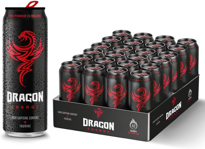 Dragon Red Energy Drink, High Caffeine Content & Taurine 40 Calories 24 x 250ml Can