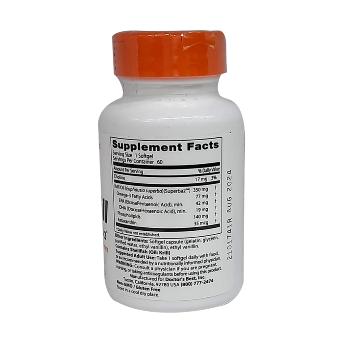 Doctor's Best Echter Krill, 350 mg – 60 Kapseln