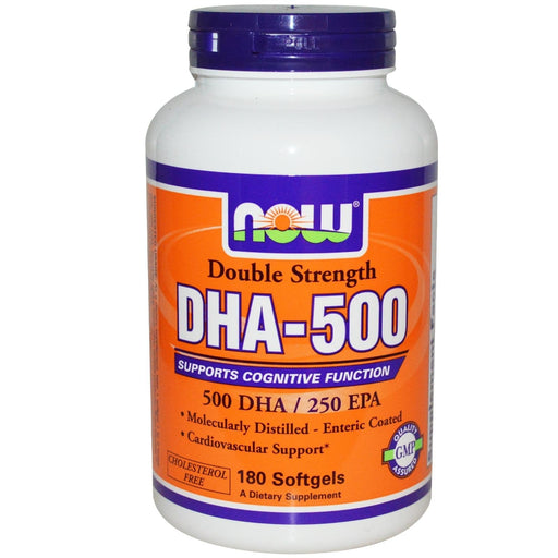 NOW Foods DHA-500, 500 DHA / 250 EPA - 180 softgels | High-Quality Omega-3 | MySupplementShop.co.uk