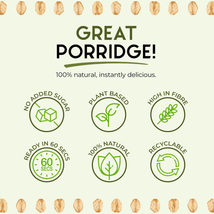 The Great British Porridge Co 100% Natural Instant Porridge 8x60g Blueberry & Banana
