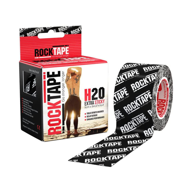 Rocktape Kinesiology Tape H20 Black Logo 5cm X 5cm - Supports at MySupplementShop by Rocktape