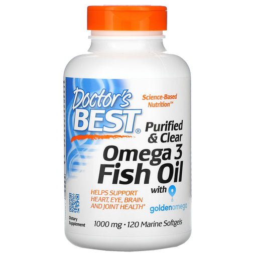 Doctor's Best Purified & Clear Omega 3 Fish Oil with Goldenomega, 1,000 mg, 120 Marine Softgels - Omegas, EFAs, CLA, Oils at MySupplementShop by Doctor's Best