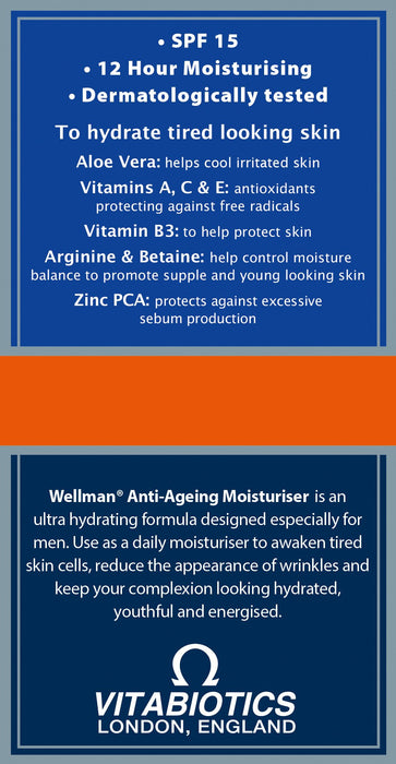 Vitabiotics Wellman Anti-Ageing Moisturiser SPF15 - 50ml - Skin at MySupplementShop by Vitabiotics