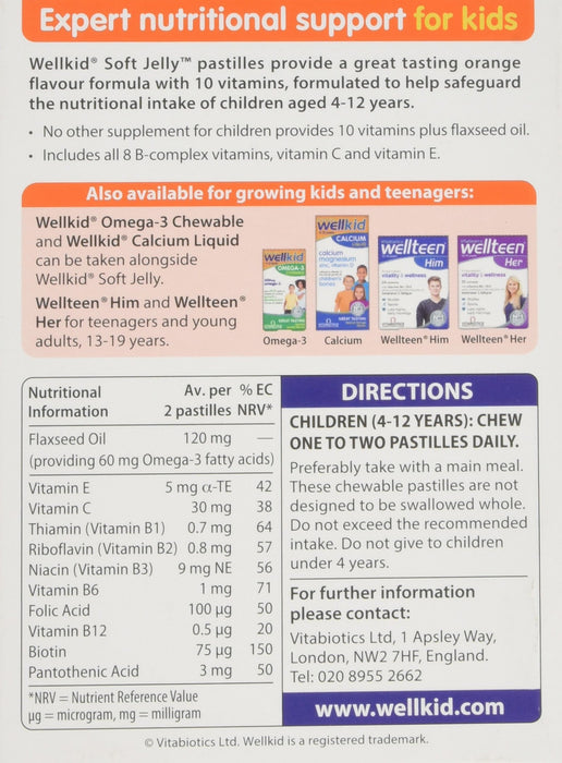 Vitabiotics Wellkid Soft Jelly Pastilles Orange x 30 - Children at MySupplementShop by Vitabiotics