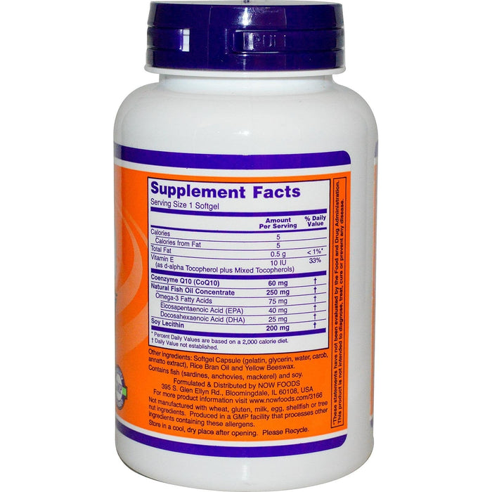 NOW Foods CoQ10 with Omega-3, 60mg - 120 softgels | High-Quality CoEnzyme Q1 | MySupplementShop.co.uk