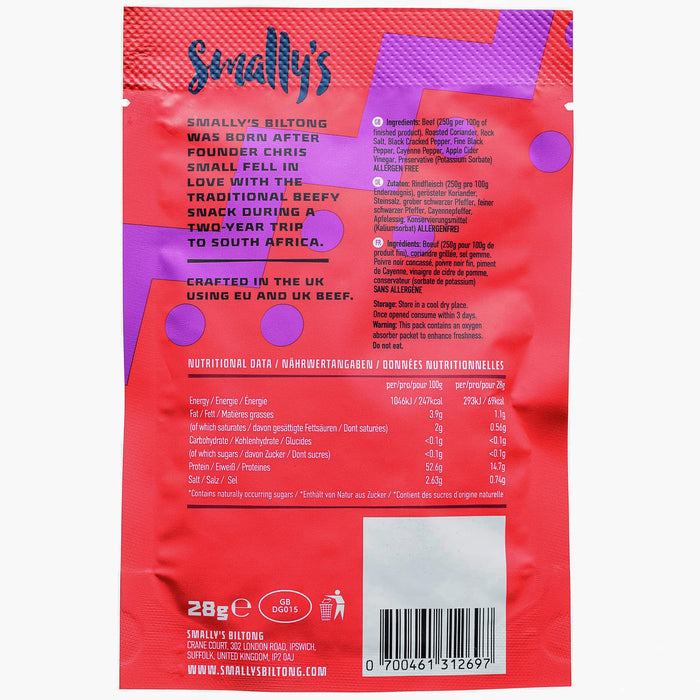 Smally's Biltong 10x28g Chilli Best Value Jerky at MYSUPPLEMENTSHOP.co.uk