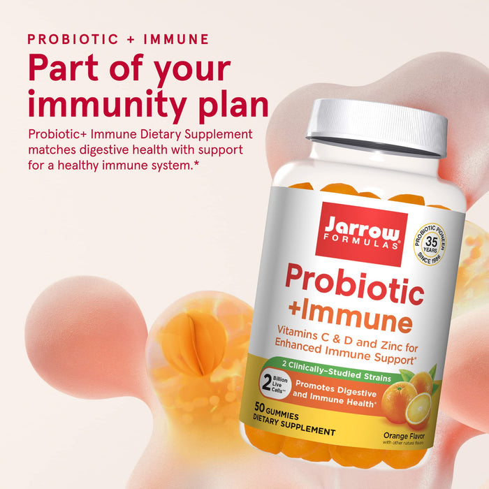 Jarrow Formulas Probiotic + Immune, Orange - 60 gummies | High-Quality Bacterial Cultures | MySupplementShop.co.uk