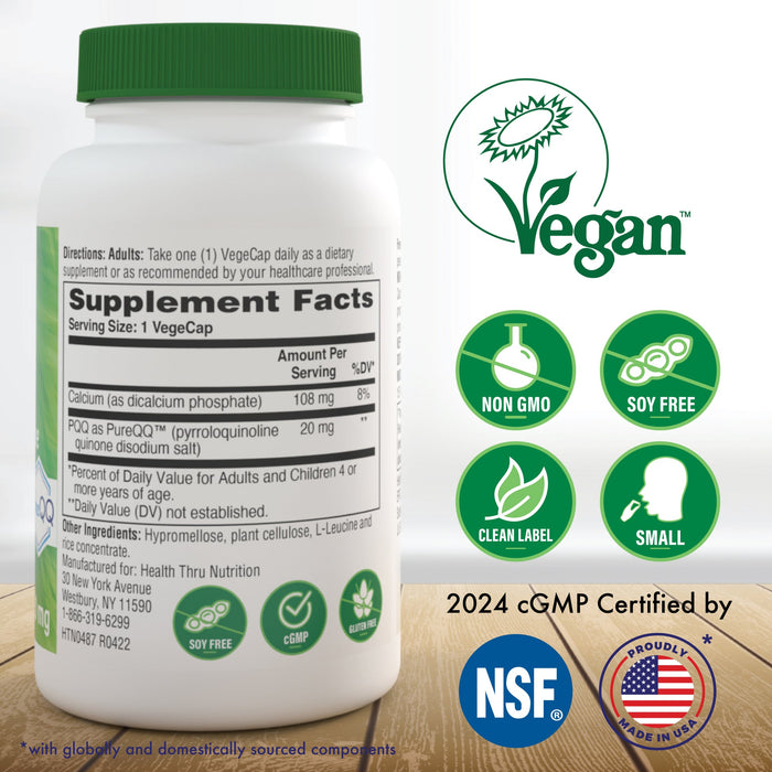 Health Thru Nutrition PQQ 20mg 60 Veggie Capsules: Cognitive Spark