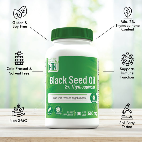Health Thru Nutrition Black Seed Oil, 500mg - 360 softgels