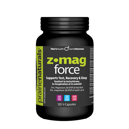 Prairie Naturals Z Mag-Force Zinc, Magnesium Aspartate, P5P (B6), & Holy Basil Extract 120 Veg Caps - Sports Nutrition at MySupplementShop by Prairie Naturals