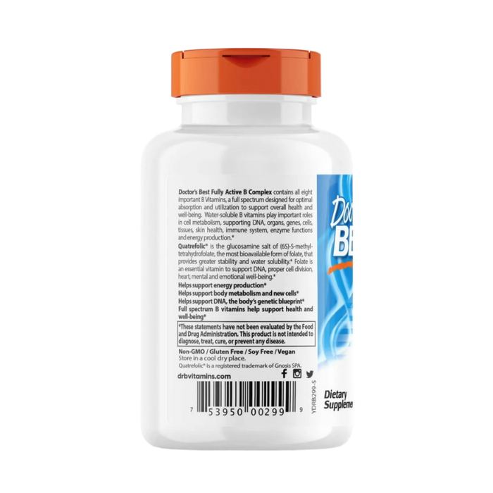 Doctor's Best Vollaktiver B-Komplex mit Quatrefolic – 30 Kapseln