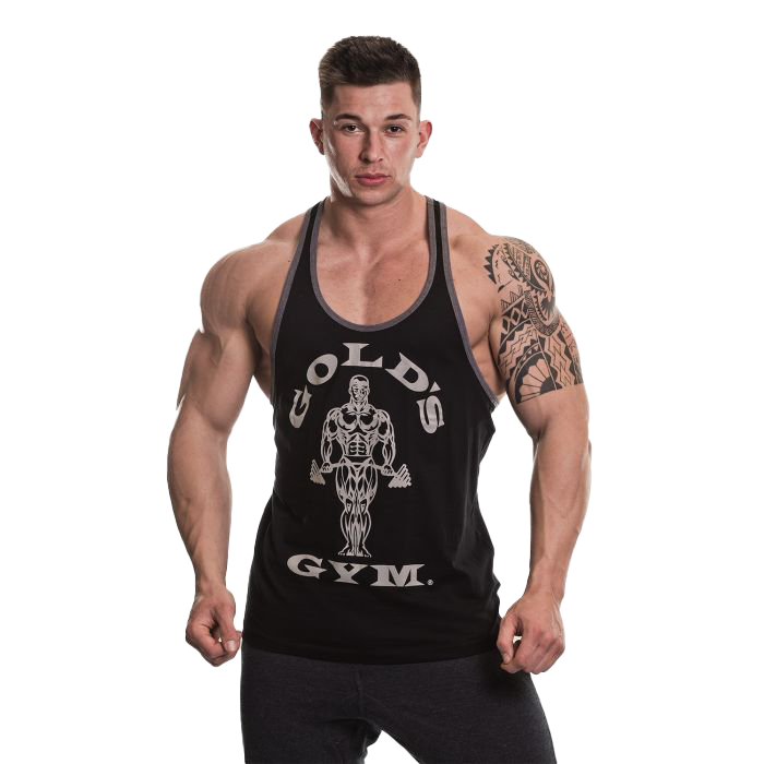 Golds Gym Muscle Joe Contrast Stringer - Noir/Gris Chiné