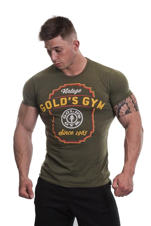 Gold's Gym Printed Vintage Style T-Shirt Army Marl