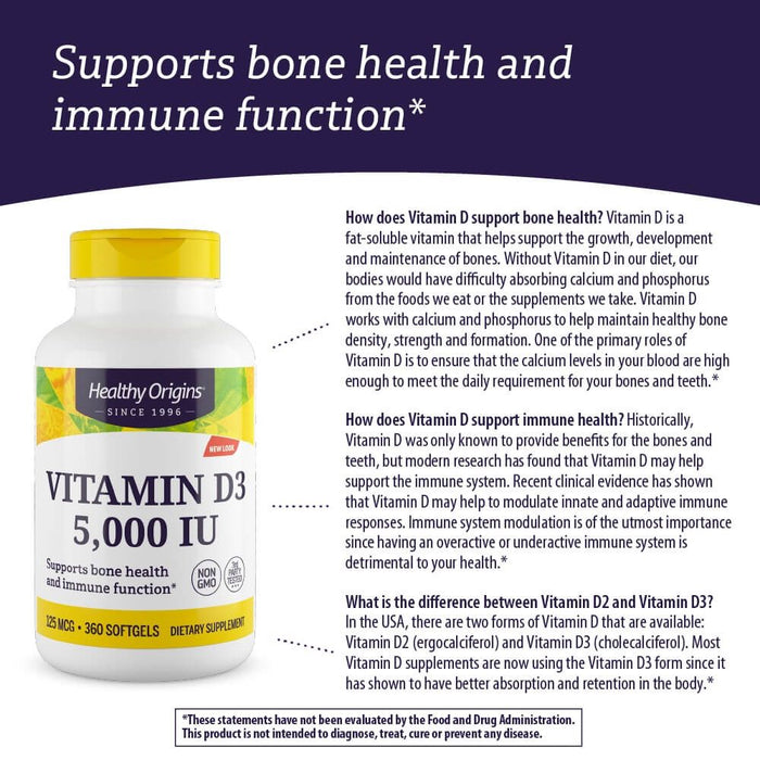 Healthy Origins Vitamin D3 5,000iu 540 Softgels - Immune Support at MySupplementShop by Healthy Origins