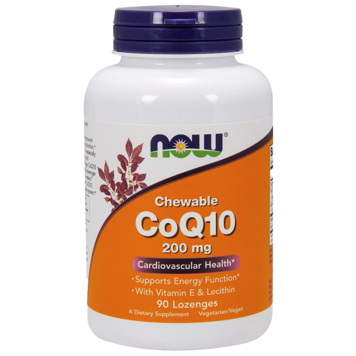 NOW Foods CoQ10 with Lecithin & Vitamin E, 200mg (Chewable) - 90 lozenges