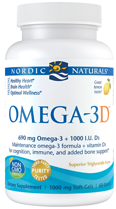 Nordic Naturals Omega-3D, 690 mg Zitrone – 60 Kapseln