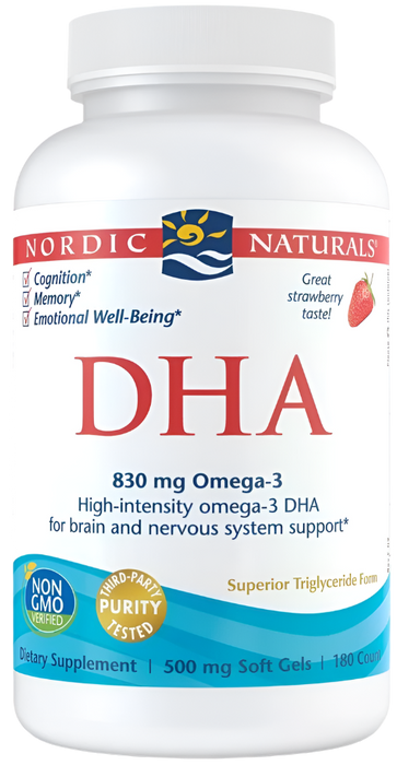 Nordic Naturals DHA, 830mg Strawberry - 180 softgels