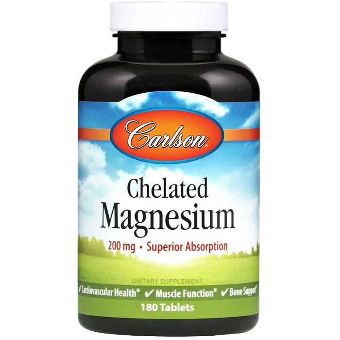 Chelatisiertes Magnesium von Carlson Labs, 200 mg – 180 Tabletten