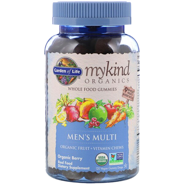 Garden of Life Mykind Organics Men's Multi Gummies, Organic Berry - 120 vegan gummy drops