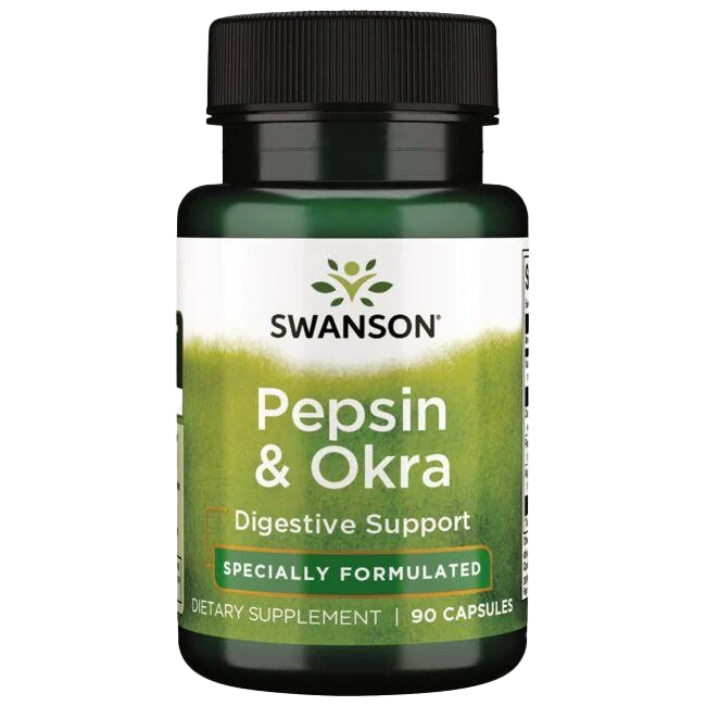 Swanson Pepsin &amp; Okra – 90 Kapseln