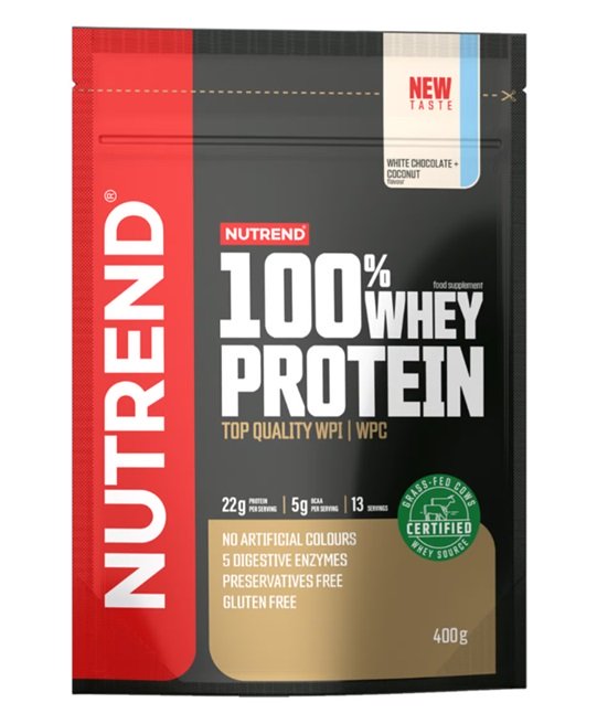 Nutrend 100% Whey Protein, White Chocolate + Coconut - 400g Best Value Whey Proteins at MYSUPPLEMENTSHOP.co.uk