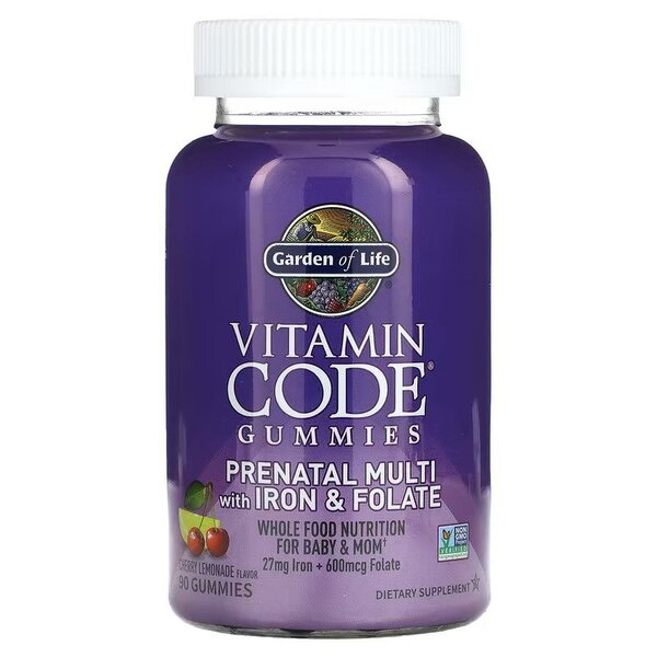 Garden of Life Vitamin Code Prenatal Multi with Iron & Folate Gummies, Cherry Lemonade - 90 gummies Best Value Sports Supplements at MYSUPPLEMENTSHOP.co.uk