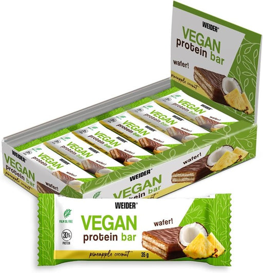 Weider Vegan Protein Bar 12 x 35g - Pineapple Coconut - Protein Bars at MySupplementShop by Weider