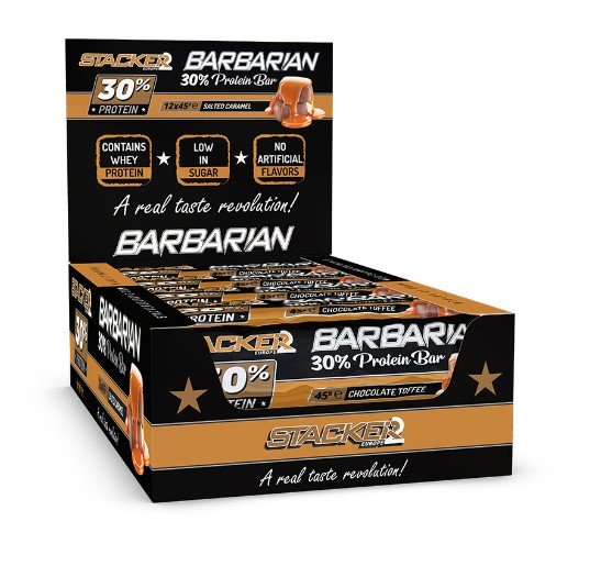 Stacker2 Europe Barbarian 30% Protein Bar 12 x 45g - Chocolate Toffee - Health Foods at MySupplementShop by Stacker2 Europe