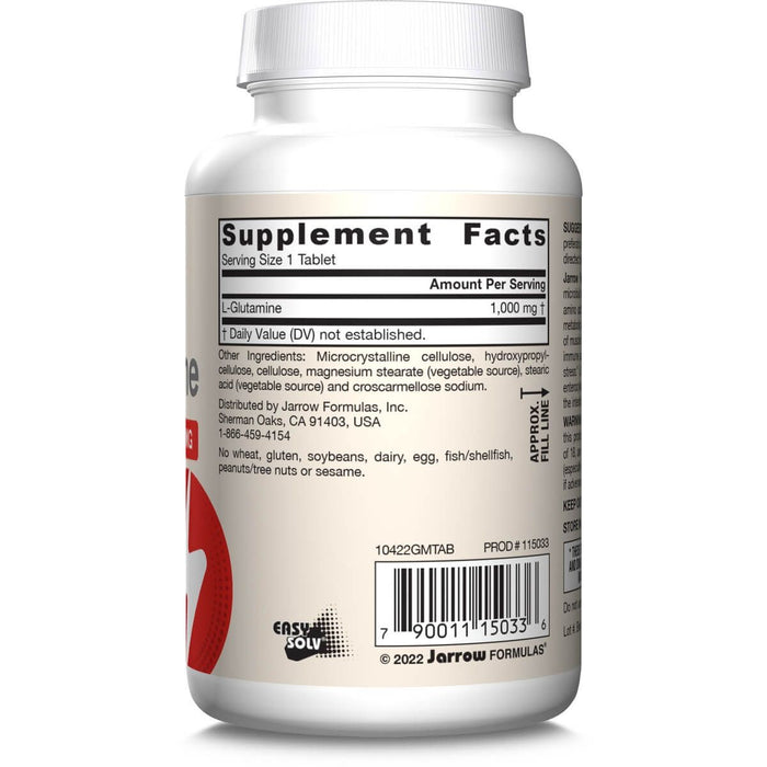 Jarrow Formulas L-Glutamine 1000mg 100 Tablets | Premium Supplements at MYSUPPLEMENTSHOP