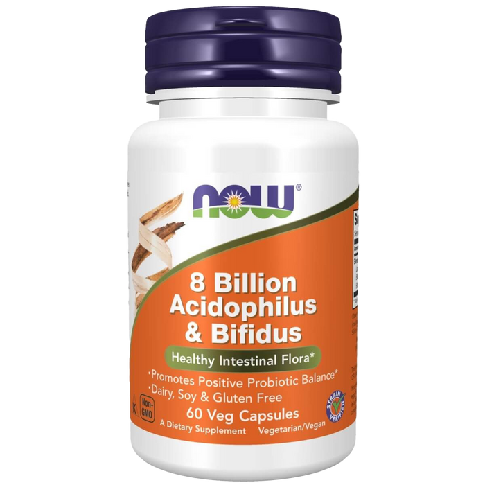 NOW Foods 8 Billion Acidophilus & Bifidus 60 Veg Capsules