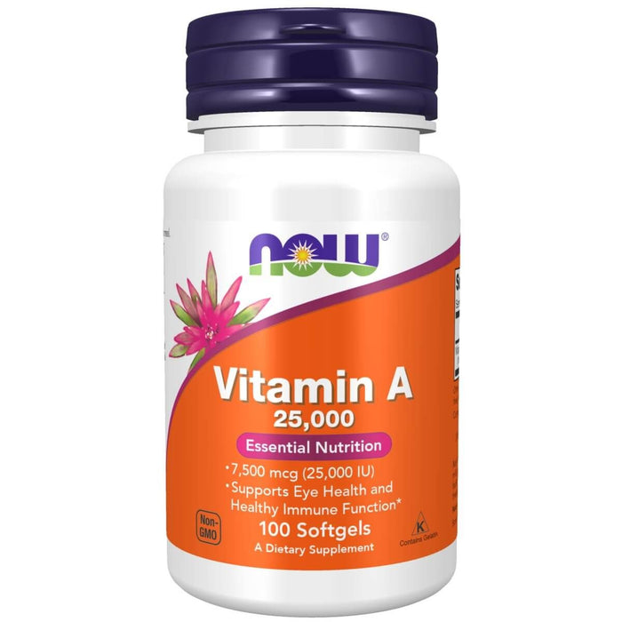 NOW Foods Vitamin A 25,000iu 100 Softgels - Eyes & Vision at MySupplementShop by NOW Foods