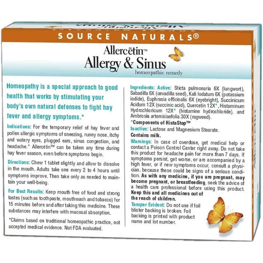 Source Naturals Allercetin Allergy &amp; Sinus 48 Tablets | Premium Supplements at MYSUPPLEMENTSHOP