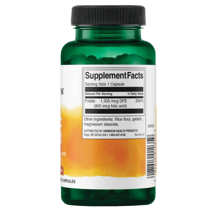 Swanson Folic Acid 800 mcg 250 Capsules