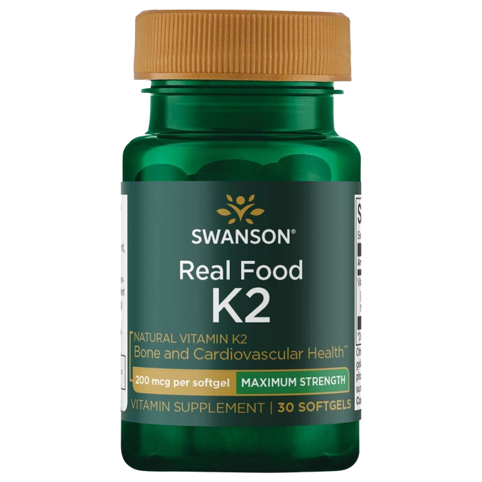 Swanson Real Food K-2, 200 mcg – 30 Kapseln