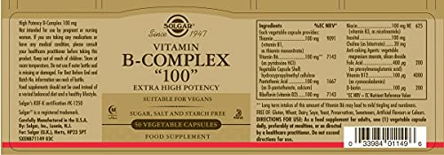 Solgar Vitamin B-Complex Extra High Potency Vegetable Capsules 50Tabs | High-Quality Health Foods | MySupplementShop.co.uk