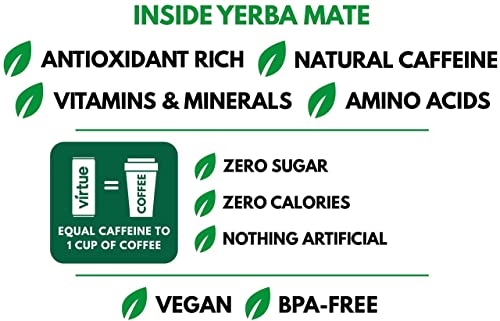Virtue Yerba Mate - Natural Energy Drink - Sugar Free Zero Calories Vegan Keto Friendly Gluten Free (Strawberry & Lime 12 x 250ml) | High-Quality Energy Drinks | MySupplementShop.co.uk