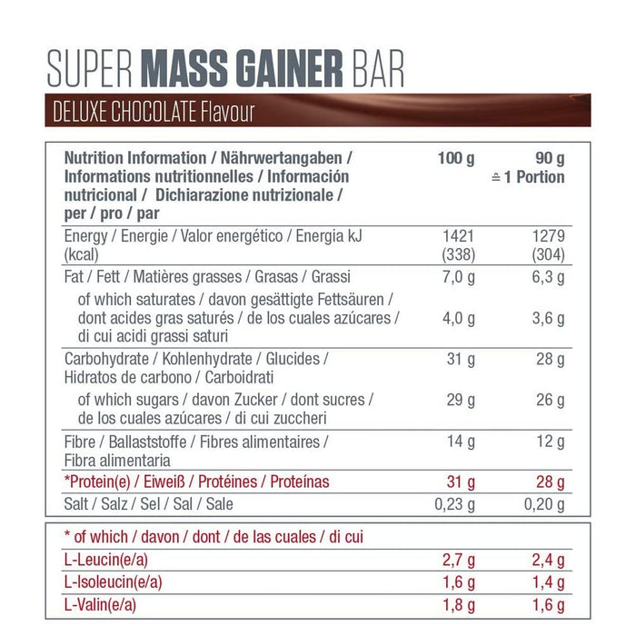 Dymatize Super Mass Gainer Bar, Deluxe Chocolate - 10 bars | High-Quality Protein Bars | MySupplementShop.co.uk