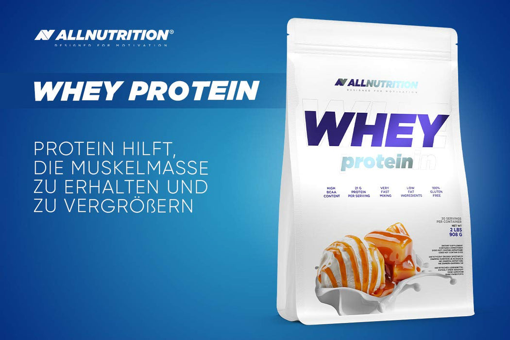 Allnutrition Whey Protein, Caramel Ice Cream - 908 grams | High-Quality Protein | MySupplementShop.co.uk