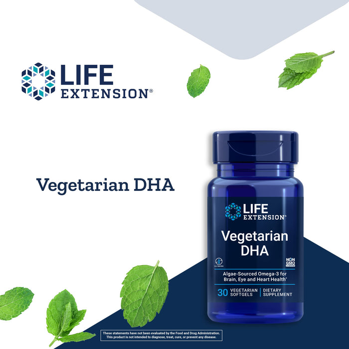 Life Extension Vegetarian DHA - 30 vegetarian softgels | High-Quality Sports Supplements | MySupplementShop.co.uk