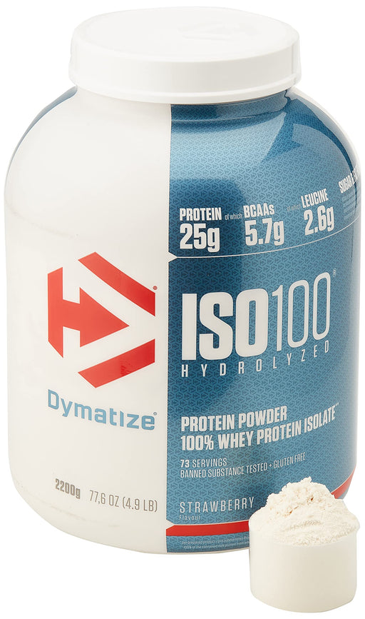Dymatize ISO-100, Strawberry - 2200 grams | High-Quality Protein | MySupplementShop.co.uk