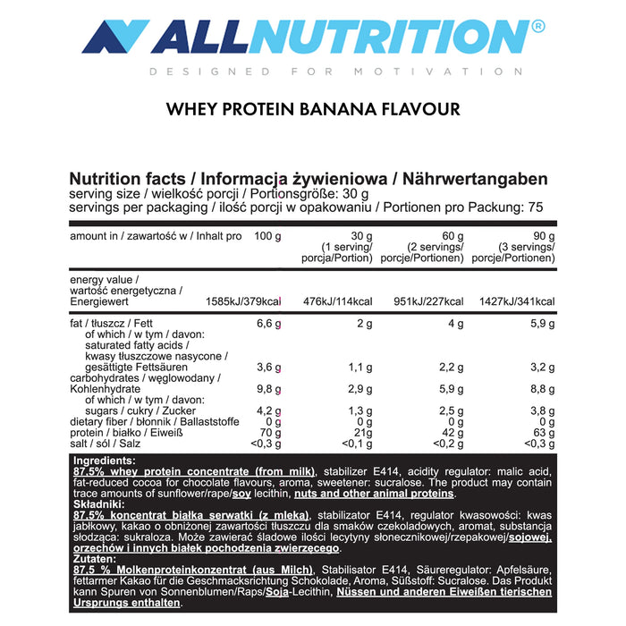 Allnutrition Whey Protein, Banana - 2270 grams | High-Quality Protein | MySupplementShop.co.uk