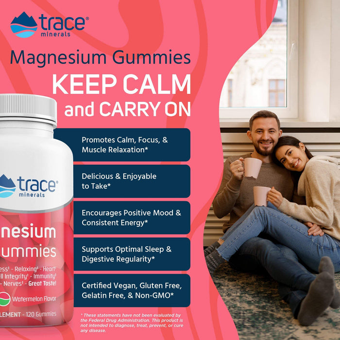 Trace Minerals Magnesium Gummies, Watermelon - 120 gummies - Vitamins & Minerals at MySupplementShop by Trace Minerals