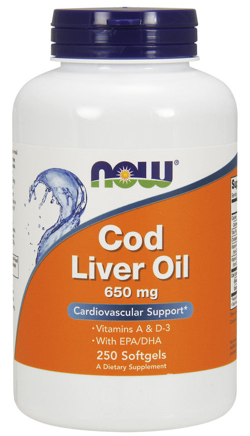 NOW Foods Cod Liver Oil, 650mg - 250 softgels - Vitamins &amp; Minerals at MySupplementShop by NOW Foods