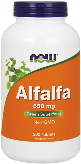 NOW Foods Alfalfa, 650mg - 500 tablets - Health and Wellbeing at MySupplementShop by NOW Foods