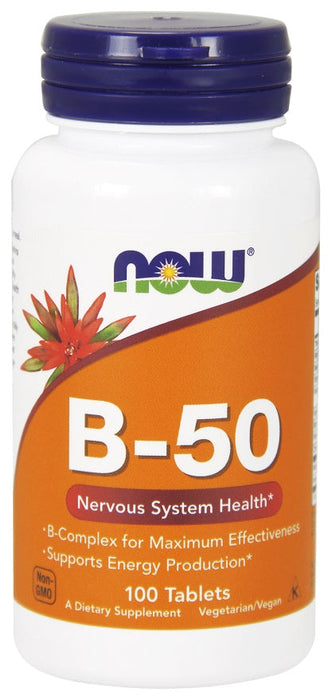 NOW Foods Vitamin B-50 - 100 tablets - Vitamins & Minerals at MySupplementShop by NOW Foods