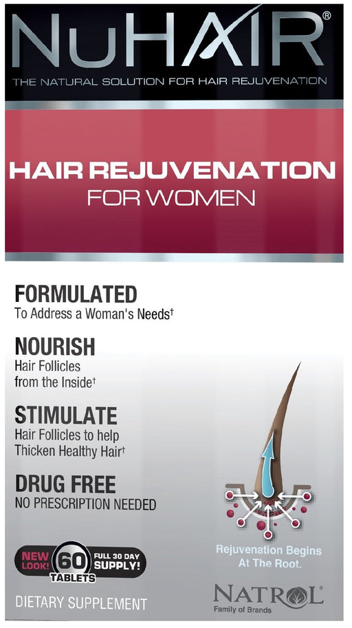 Natrol NuHair Hair Rejuvenation for Women - 60 tabs | High-Quality Permanent Colour | MySupplementShop.co.uk
