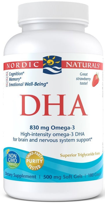 Nordic Naturals DHA, 830mg Strawberry - 180 softgels - Default Title - Omegas, EFAs, CLA, Oils at MySupplementShop by Nordic Naturals