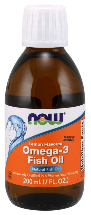 NOW Foods Omega-3 Fish Oil Liquid, Lemon - 200 ml. - Omegas, EFAs, CLA, Oils at MySupplementShop by NOW Foods