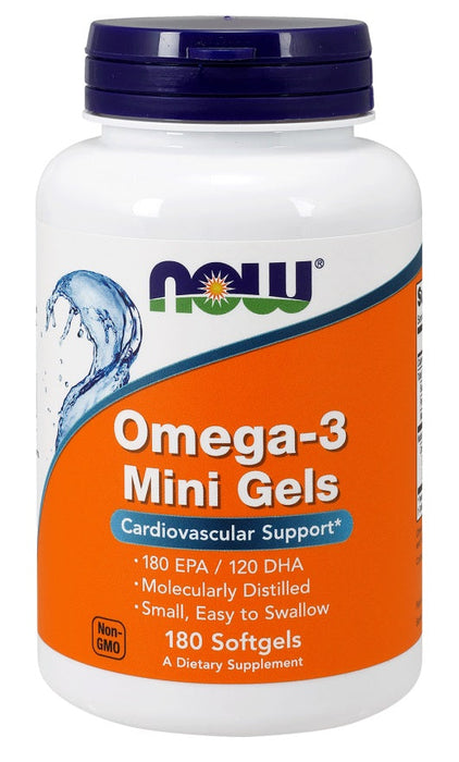 NOW Foods Omega-3 Mini Gels - 180 softgels - Omegas, EFAs, CLA, Oils at MySupplementShop by NOW Foods